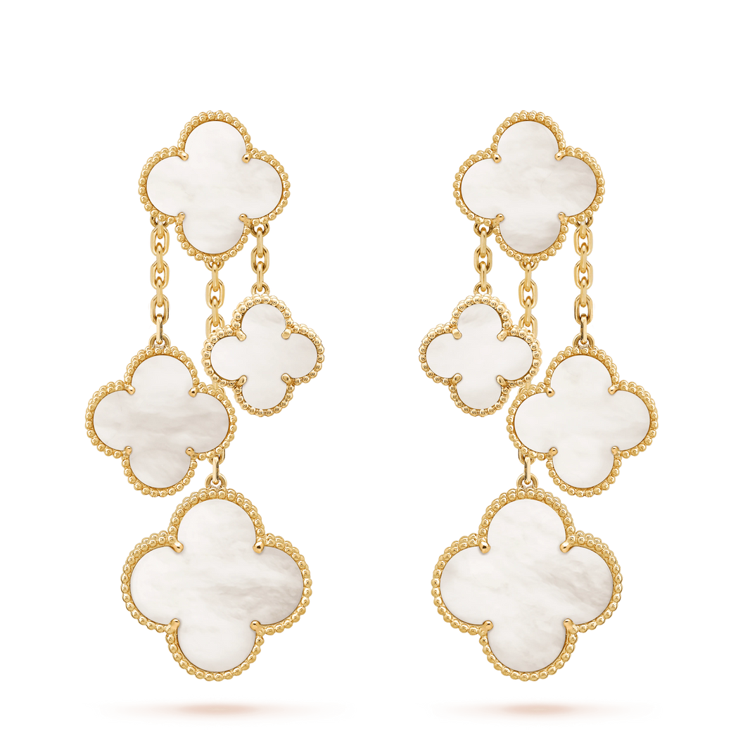 [Camiery]CLOVER EARRINGS WHITE MOP 4 MOTIFS GOLD