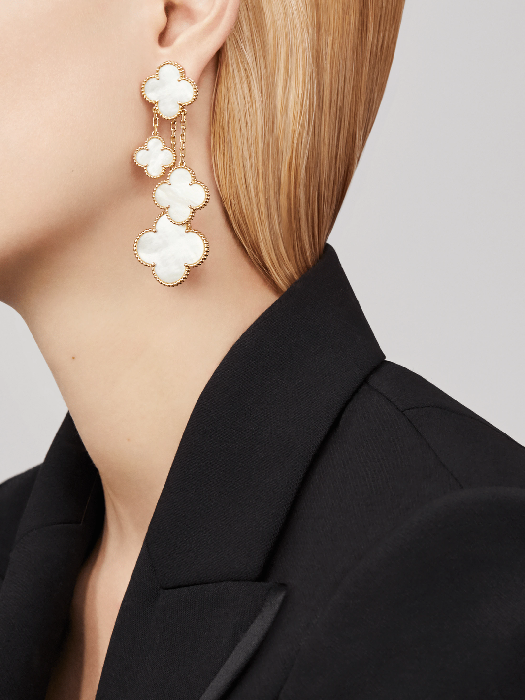 [Camiery]CLOVER EARRINGS WHITE MOP 4 MOTIFS GOLD