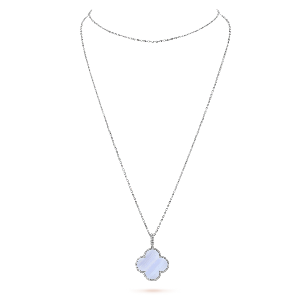 [Camiery]CLOVER SILVER CHALCEDONY BIG CLOVER NECKLACE