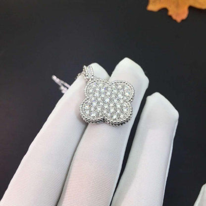 [Camiery]CLOVER 25MM SILVER FULL DIAMOND BIG CLOVER NECKLACE