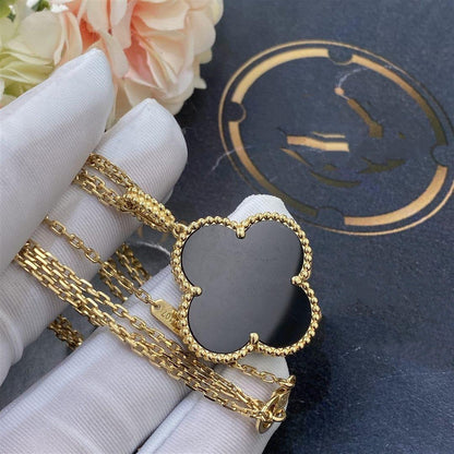 [Camiery]CLOVER 25MM GOLD ONYX BIG CLOVER NECKLACE