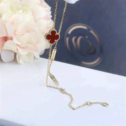 [Camiery]CLOVER  CARNELIAN SINGLE FLOWER BRACELET