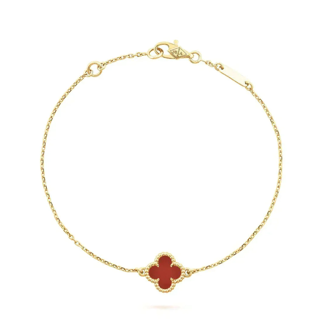 [Camiery]CLOVER  CARNELIAN SINGLE FLOWER BRACELET