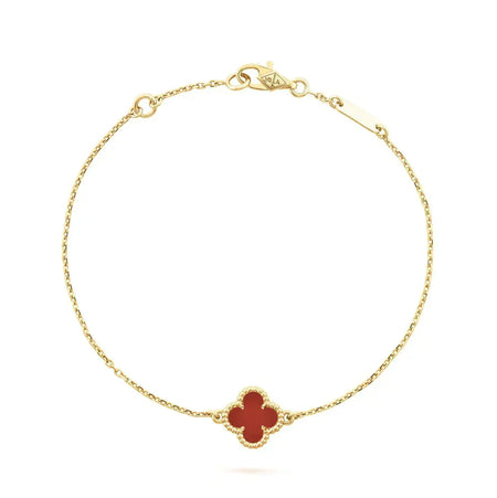 [Camiery]CLOVER  CARNELIAN SINGLE FLOWER BRACELET