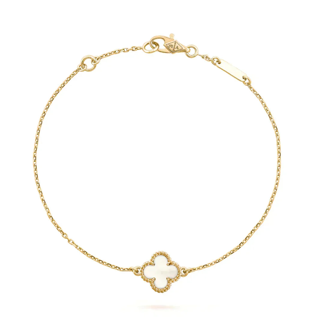 [Camiery]CLOVER WHITE MOP SINGLE FLOWER BRACELET