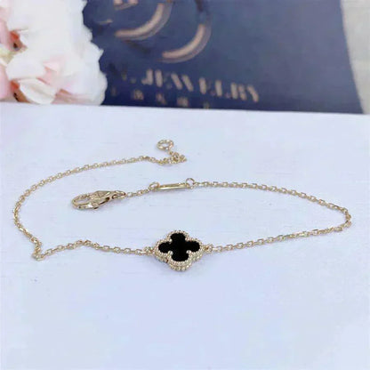 [Camiery]CLOVER ONYX SINGLE FLOWER BRACELET