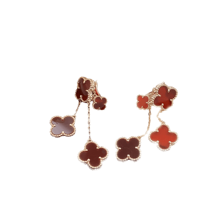 [Camiery]CLOVER EARRINGS CARNELIAN 4 MOTIFS PINK GOLD