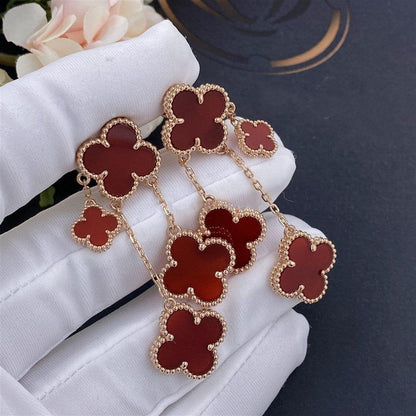 [Camiery]CLOVER EARRINGS CARNELIAN 4 MOTIFS PINK GOLD
