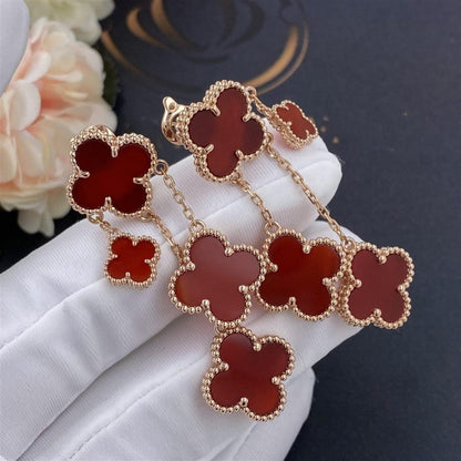 [Camiery]CLOVER EARRINGS CARNELIAN 4 MOTIFS PINK GOLD
