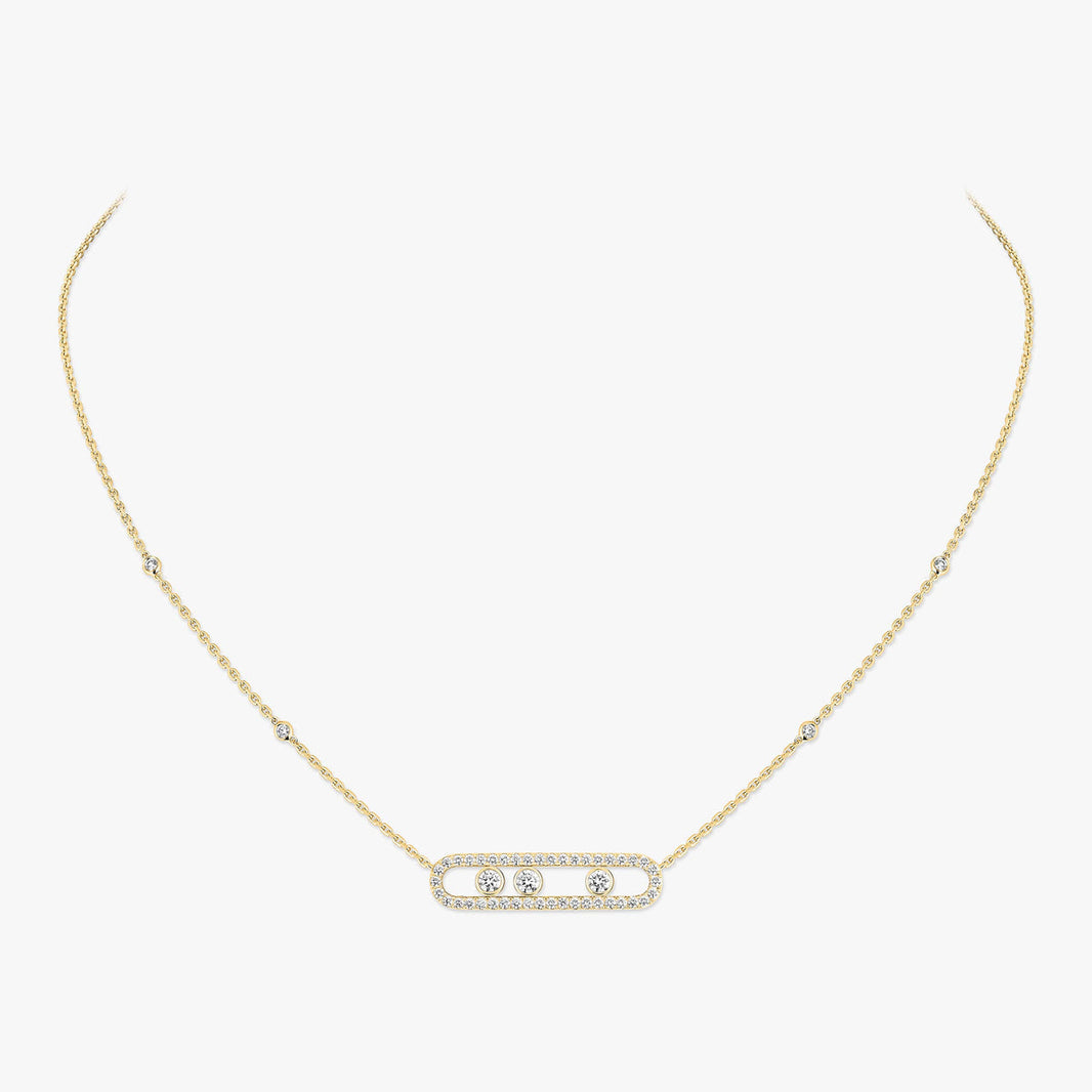 [Camiery] Move Pave_ Rose Gold Diamond Necklace