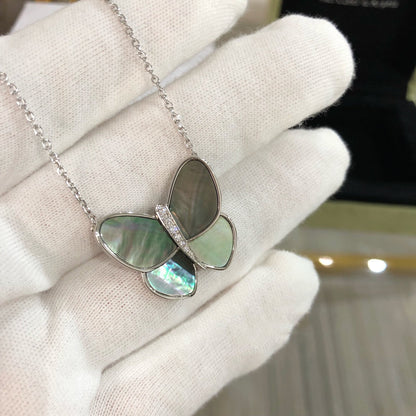 [Camiery]LARGE BUTTERFLY SILVER PENDANT DIAMOND NECKLACE