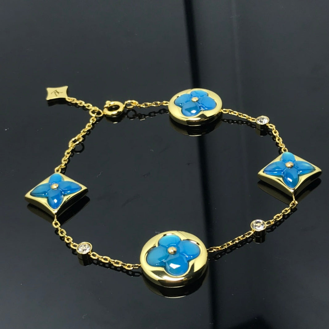 [Camiery]STAR AND SUN 4 MOTIF BLUE BRACELET