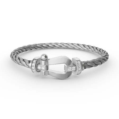 [Camiery]FORCE LARGE HORSESHOE HALF DIAMOND BRACELET SILVER