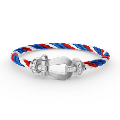 [Camiery]FORCE LARGE HORSESHOE HALF DIAMOND BRACELET SILVER